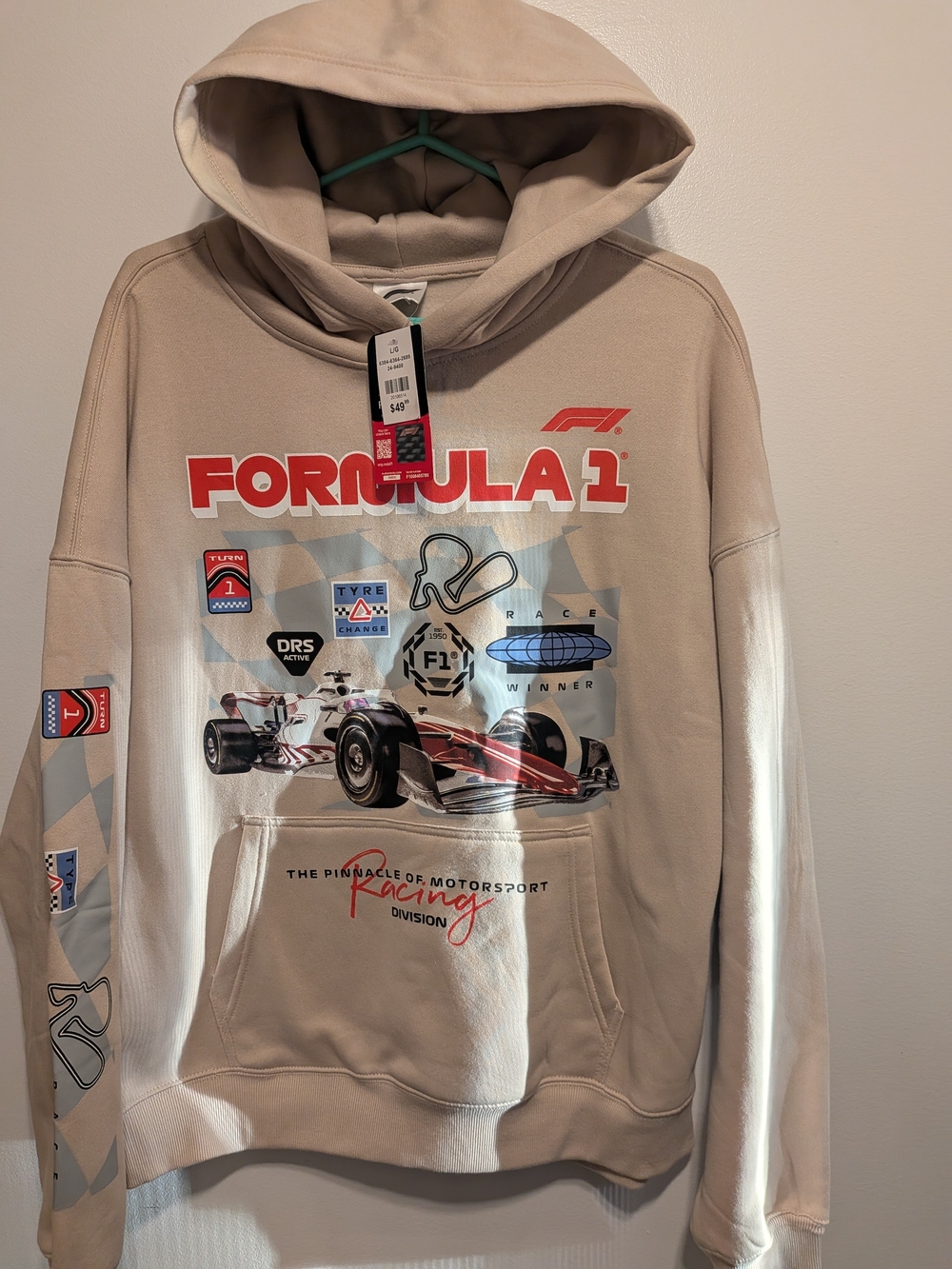 Formula 1 Racing Graphic Hoodie - Beige